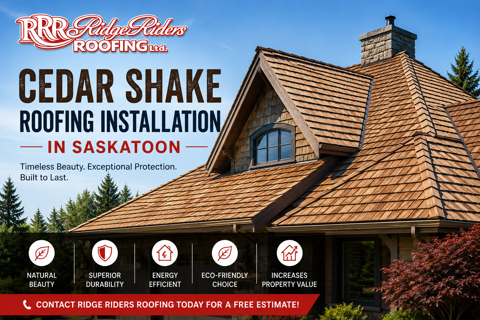 Cedar shake roofing installation in Saskatoon
